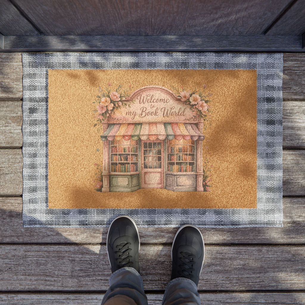 Doormat — “Welcome to My Book World” Bookshop Coir Doormat