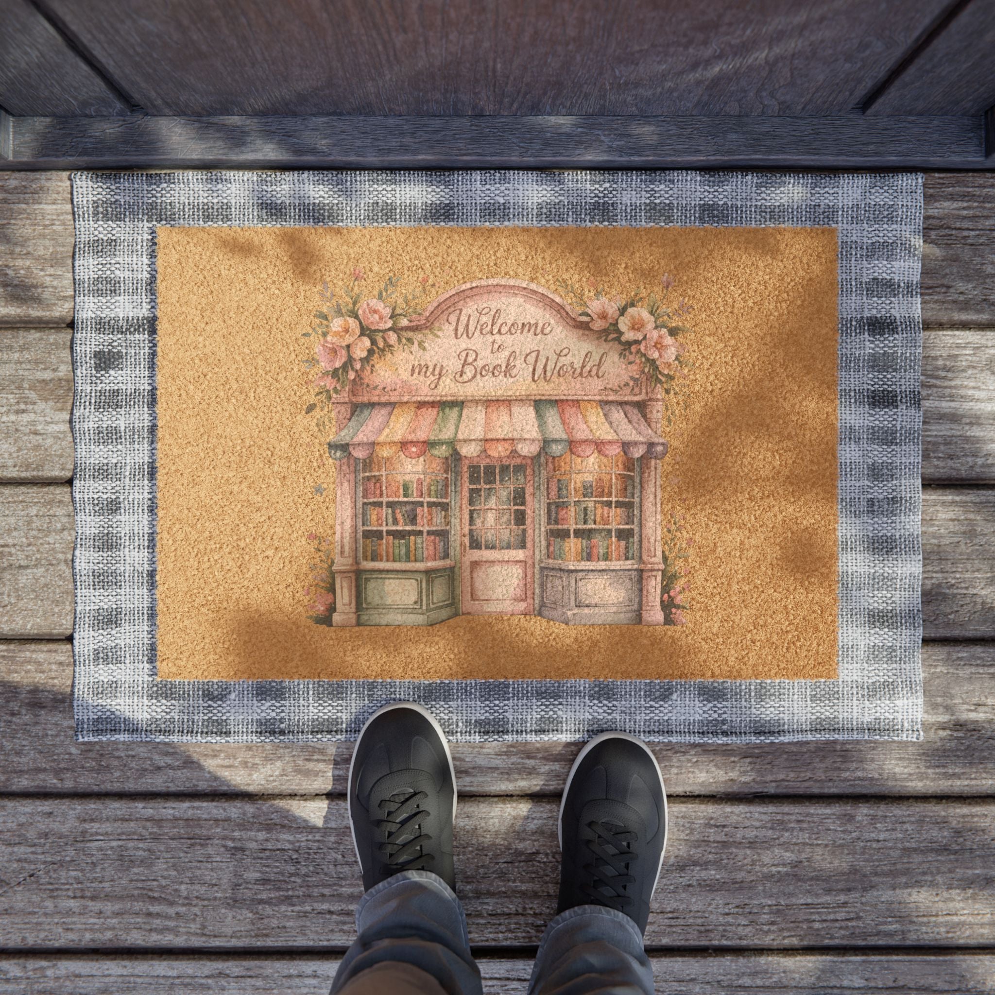 Doormat — “Welcome to My Book World” Bookshop Coir Doormat
