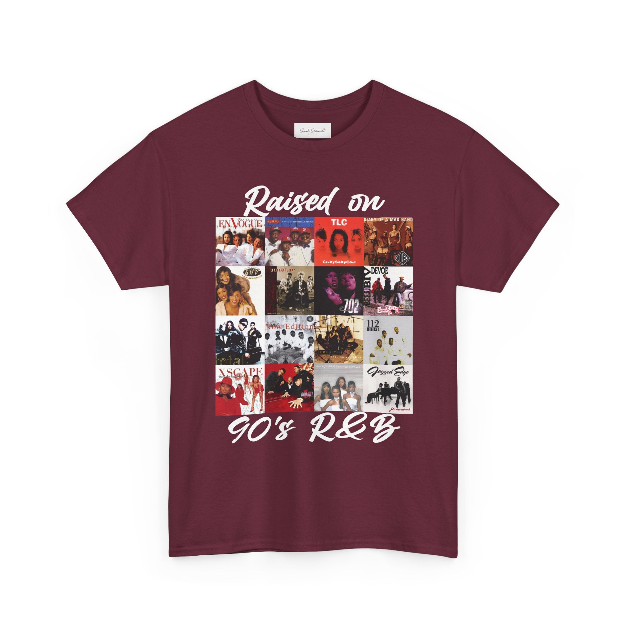 90s R&B Collage Tee – "Raised On 90's R&B" Retro Music T-Shirt