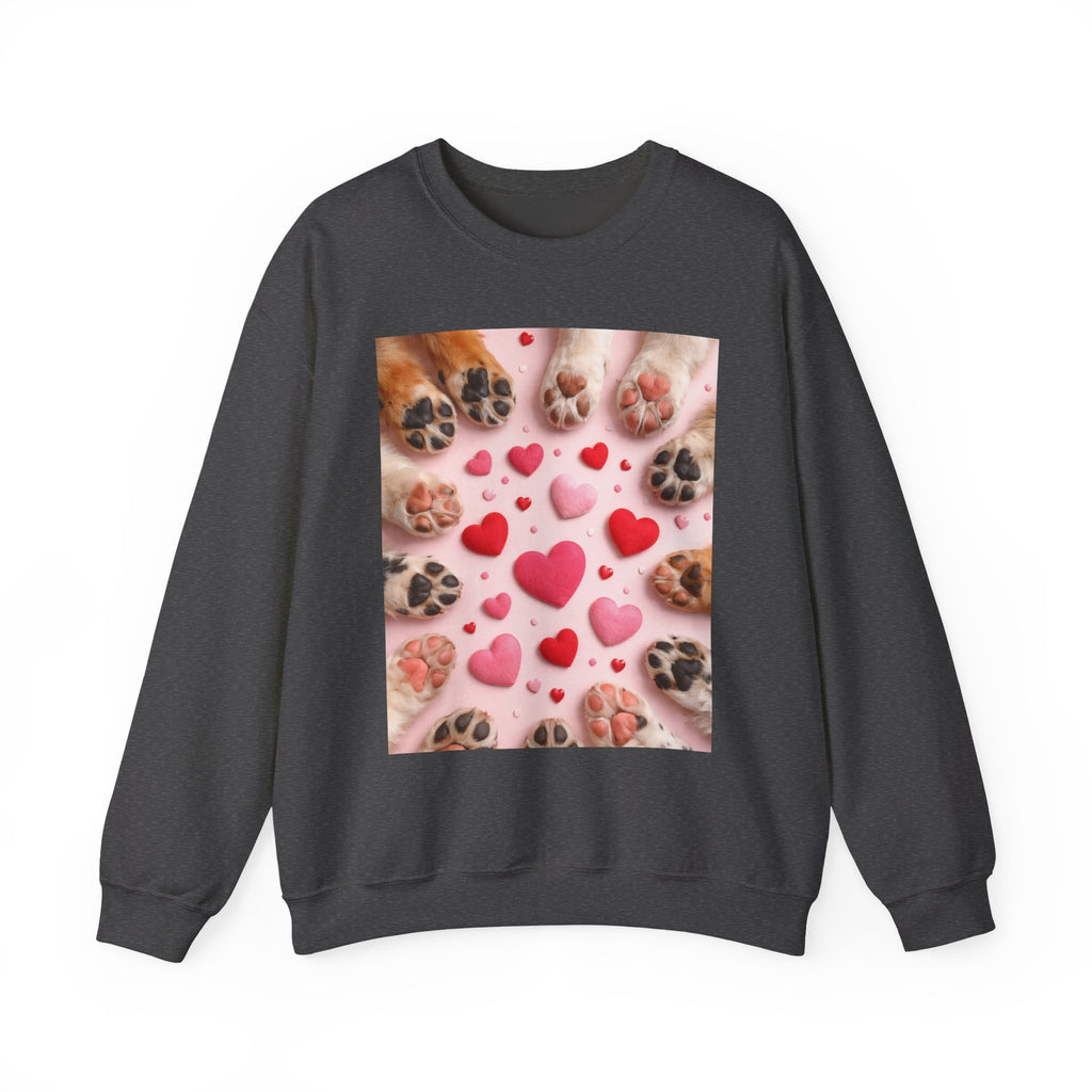 Pet Paw Hearts Sweatshirt – Cute Dog & Cat Paw Print Valentine Crewneck
