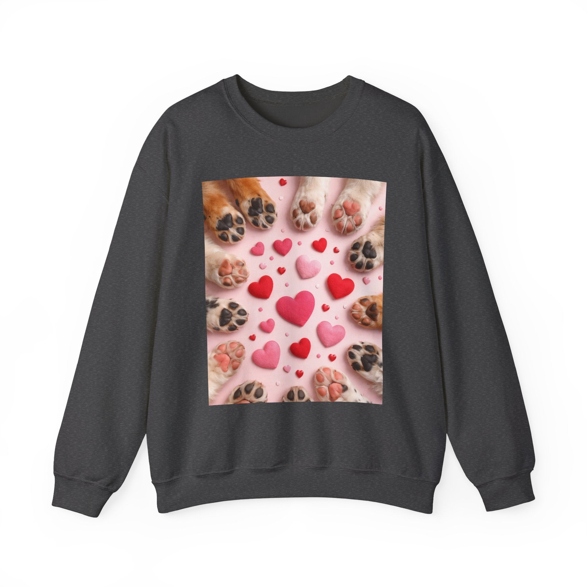Pet Paw Hearts Sweatshirt – Cute Dog & Cat Paw Print Valentine Crewneck