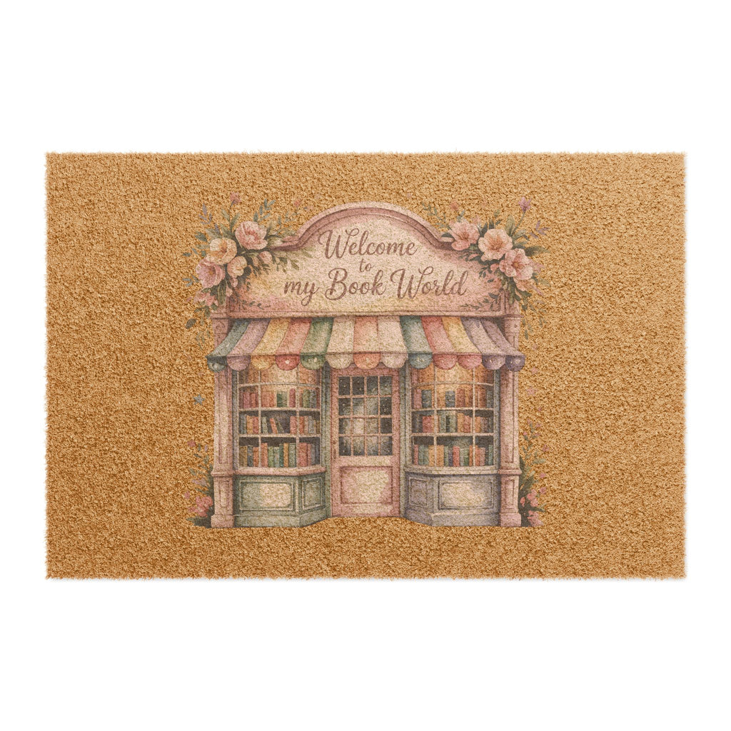 Doormat — “Welcome to My Book World” Bookshop Coir Doormat