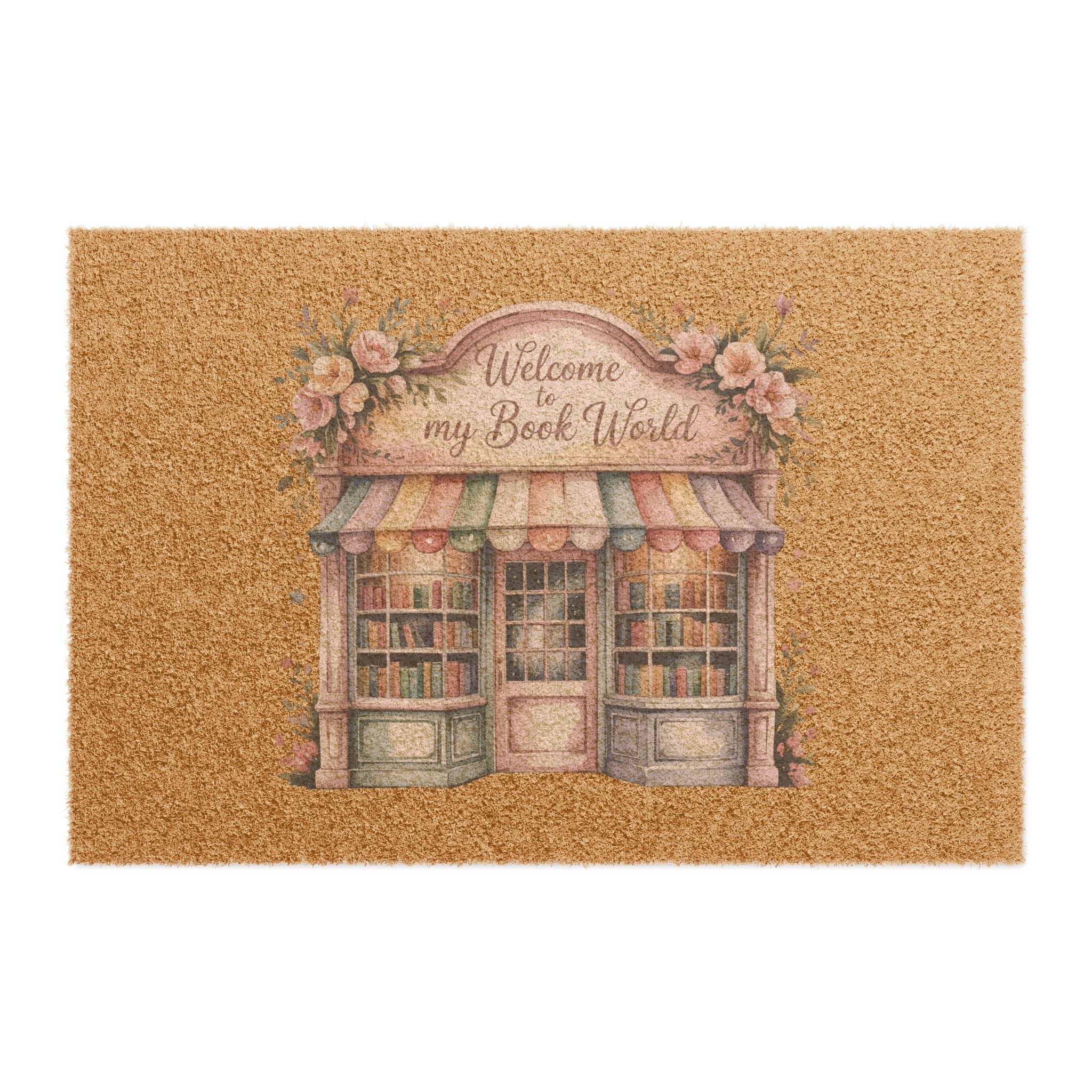 Doormat — “Welcome to My Book World” Bookshop Coir Doormat