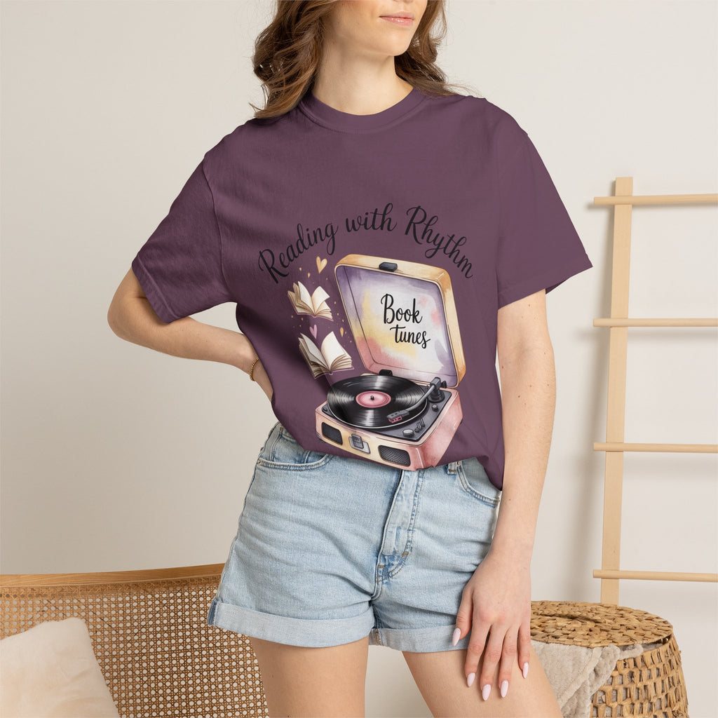 Reading with Rhythm T‑Shirt — Book Tunes Record Player Tee