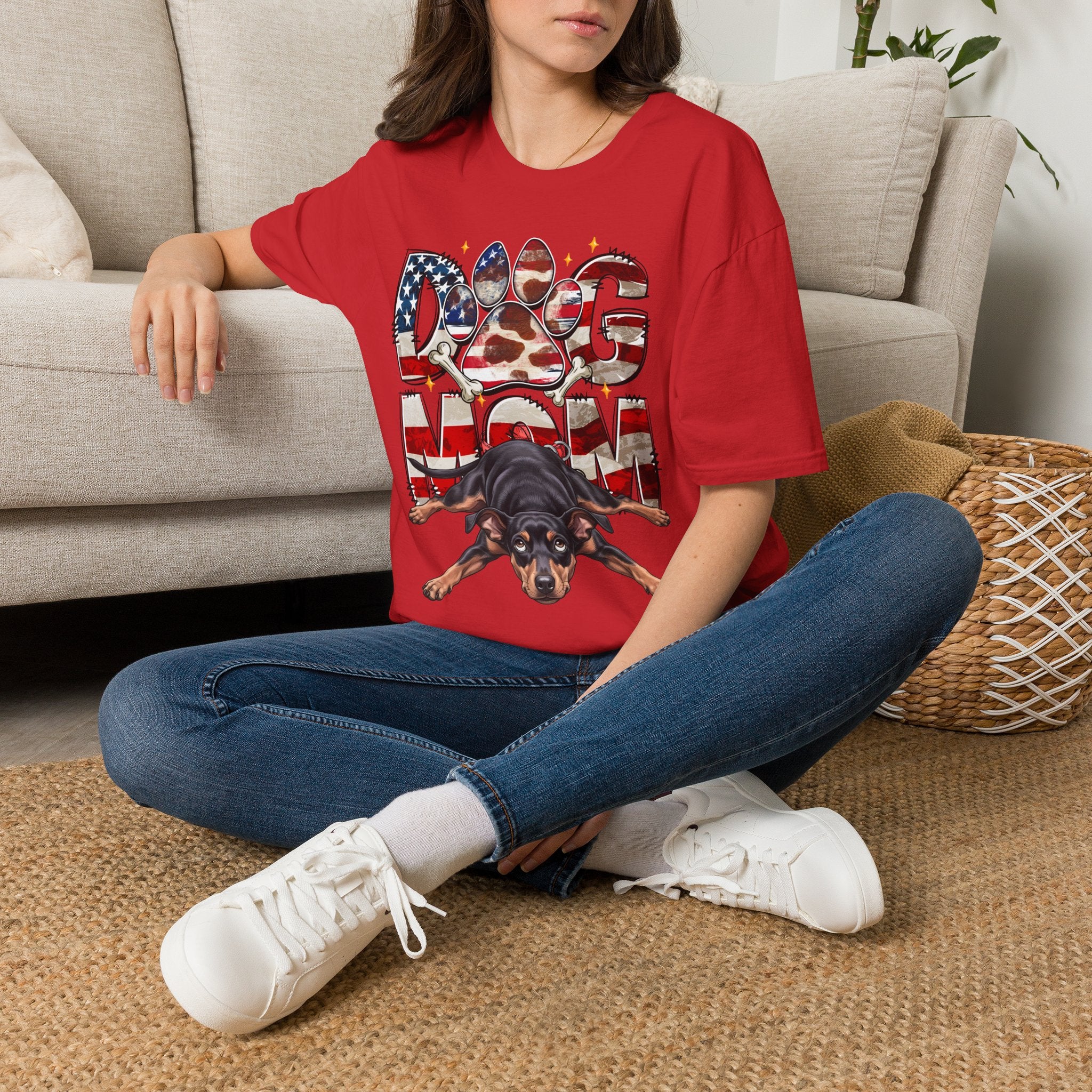 Dog Mom American Flag Paw T-Shirt — Patriotic Pet Lover Tee