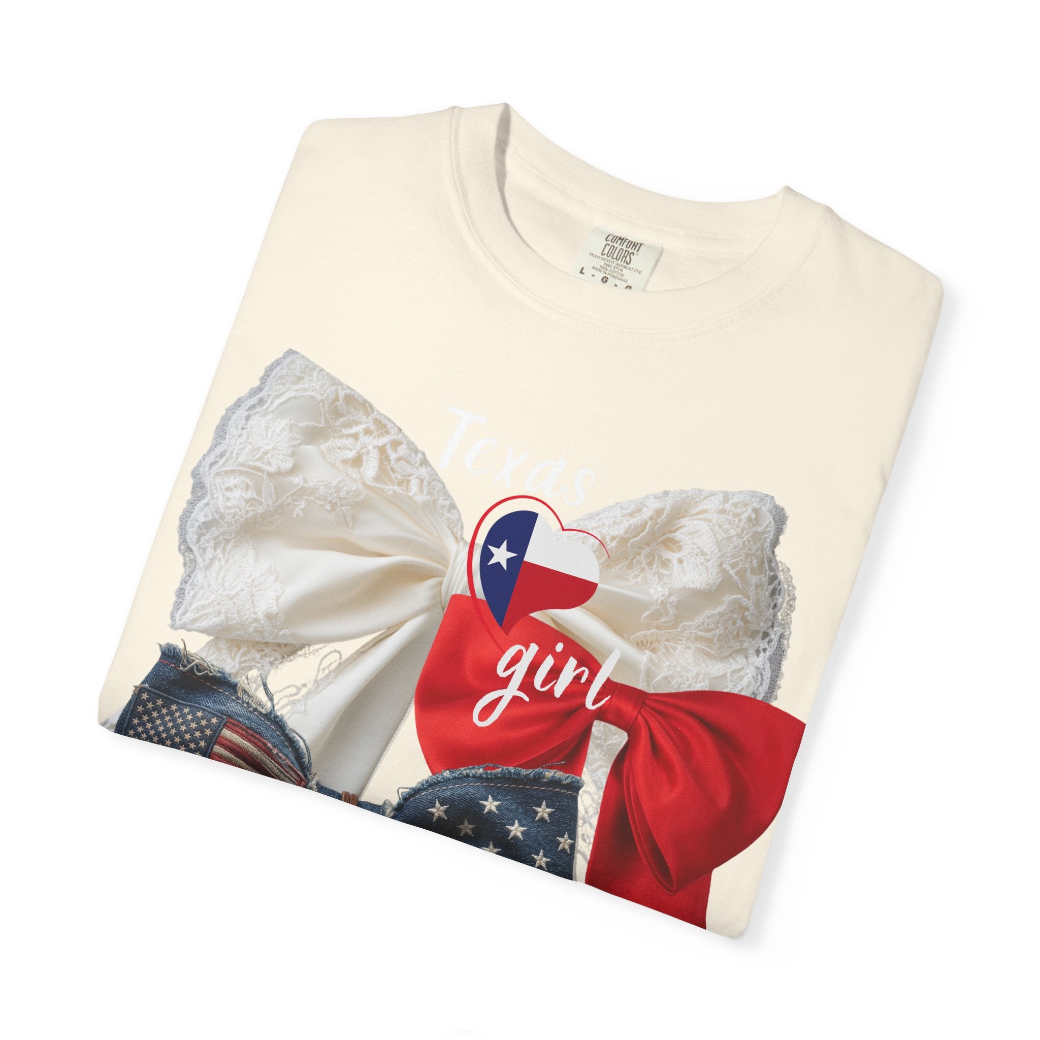 Patriotic Lace Bow T‑Shirt — 'girl' Red, White & Blue Graphic