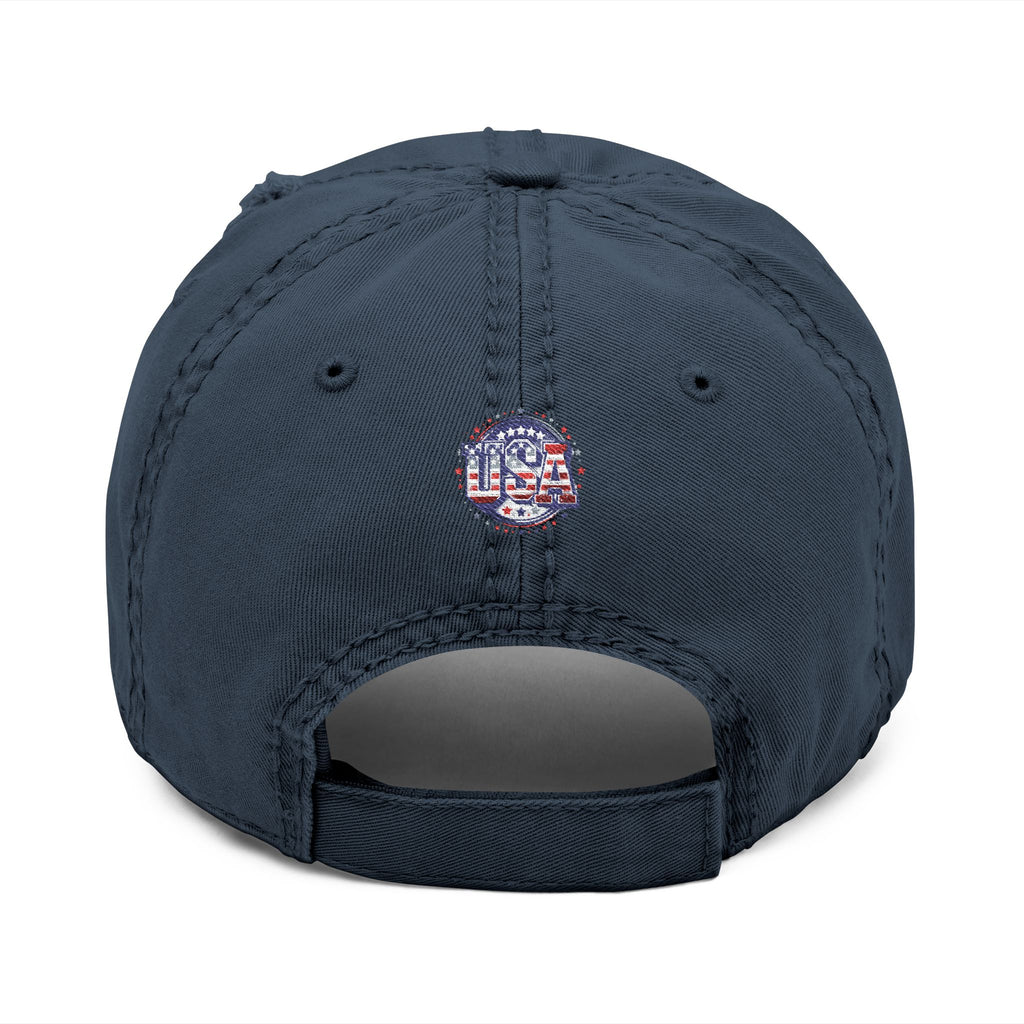 Patriotic Distressed Dad Hat — Embroidered American Flag Heart