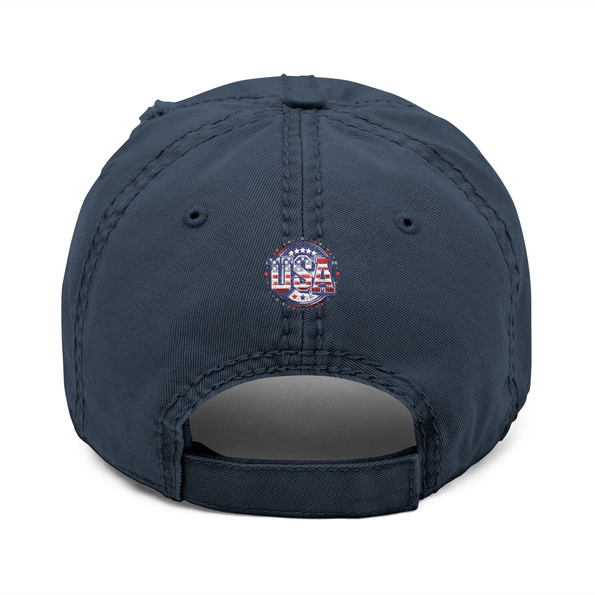 Patriotic Distressed Dad Hat — Embroidered American Flag Heart