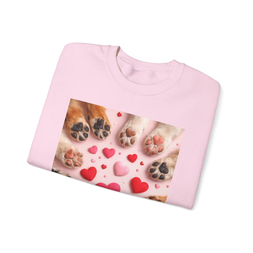 Pet Paw Hearts Sweatshirt – Cute Dog & Cat Paw Print Valentine Crewneck