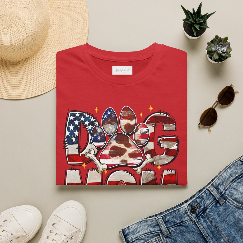 Dog Mom American Flag Paw T-Shirt — Patriotic Pet Lover Tee
