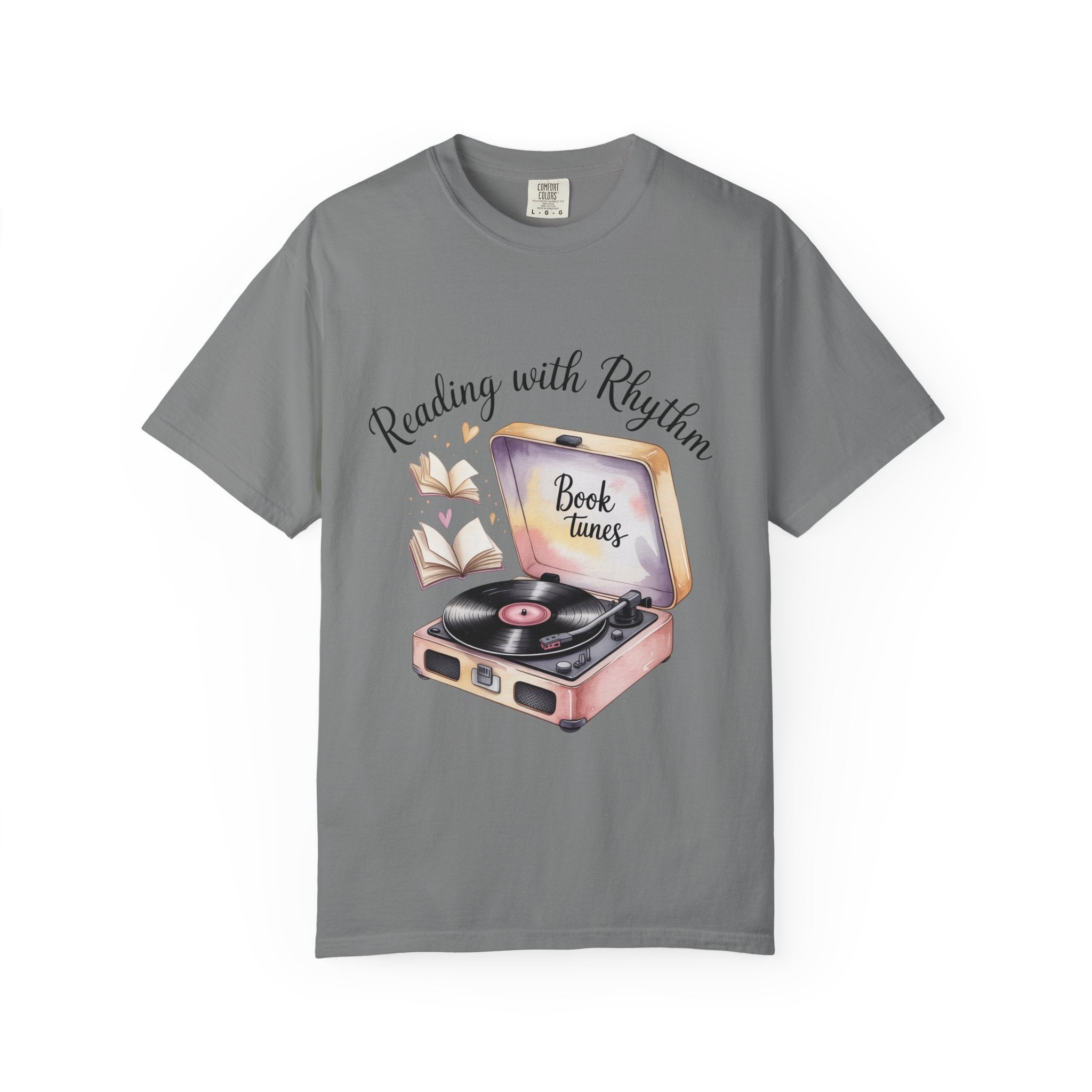 Reading with Rhythm T‑Shirt — Book Tunes Record Player Tee