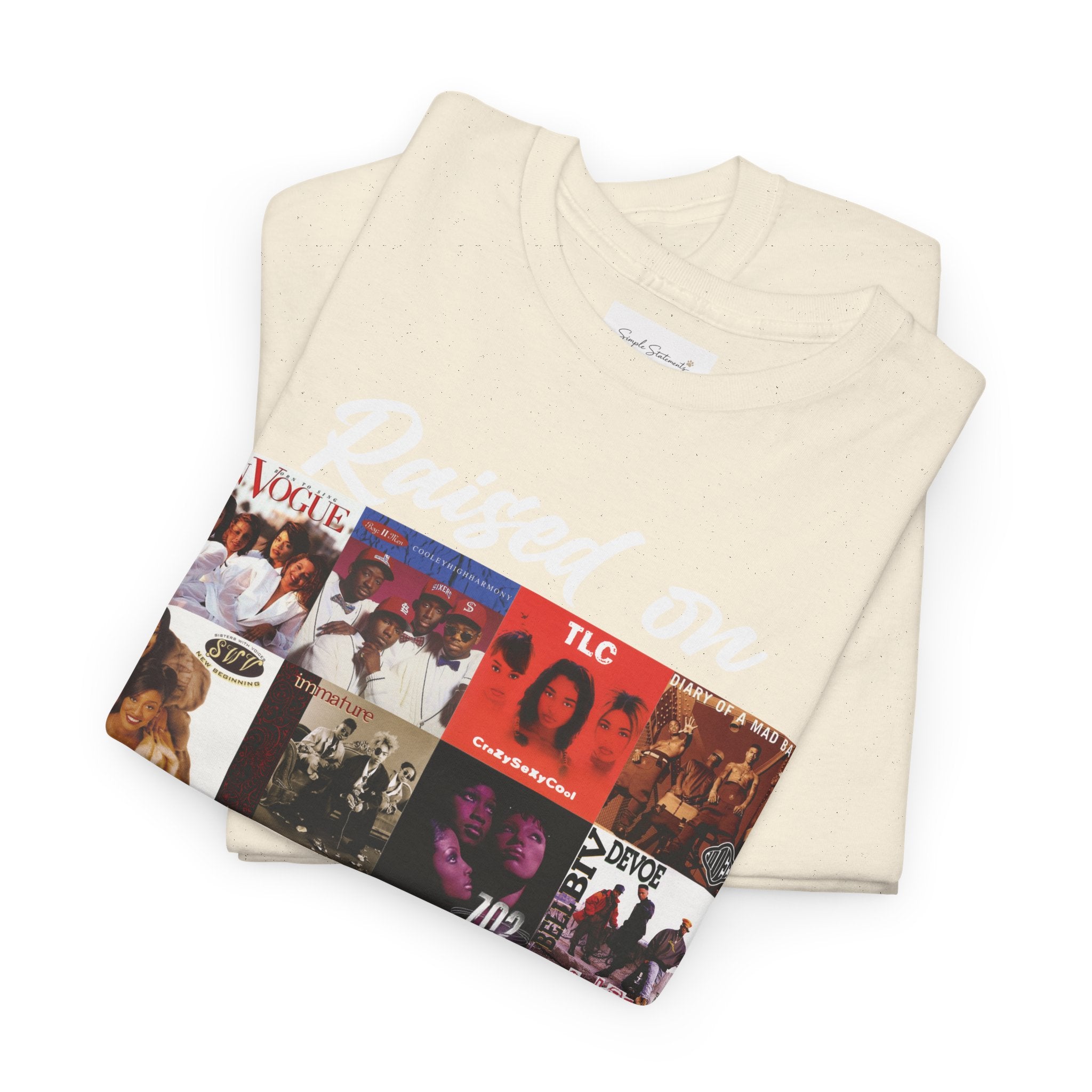 90s R&B Collage Tee – "Raised On 90's R&B" Retro Music T-Shirt