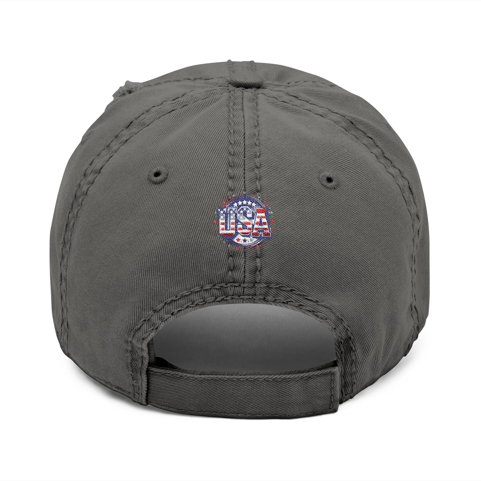 Patriotic Distressed Dad Hat — Embroidered American Flag Heart
