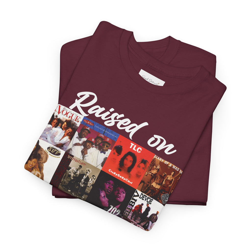90s R&B Collage Tee – "Raised On 90's R&B" Retro Music T-Shirt