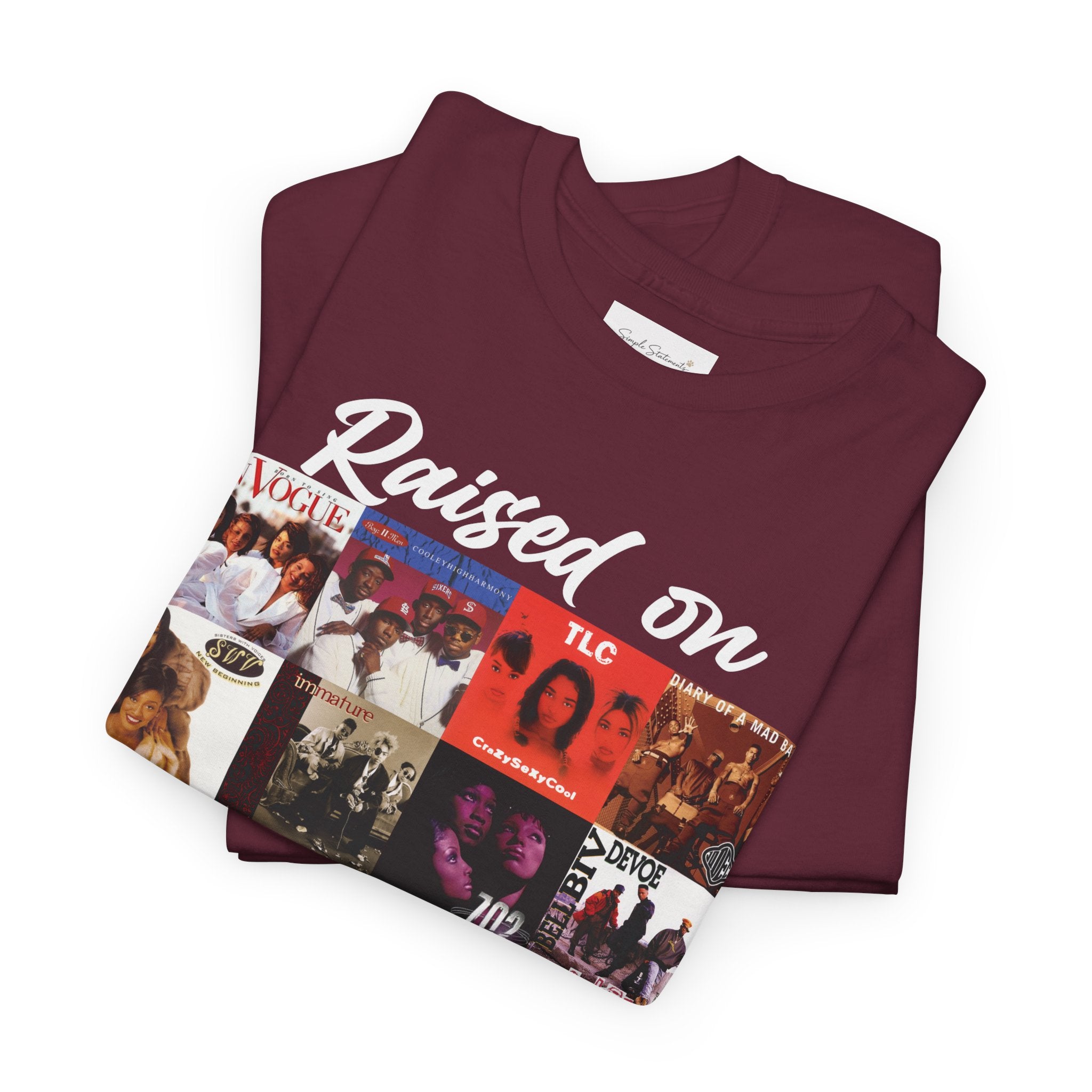 90s R&B Collage Tee – "Raised On 90's R&B" Retro Music T-Shirt