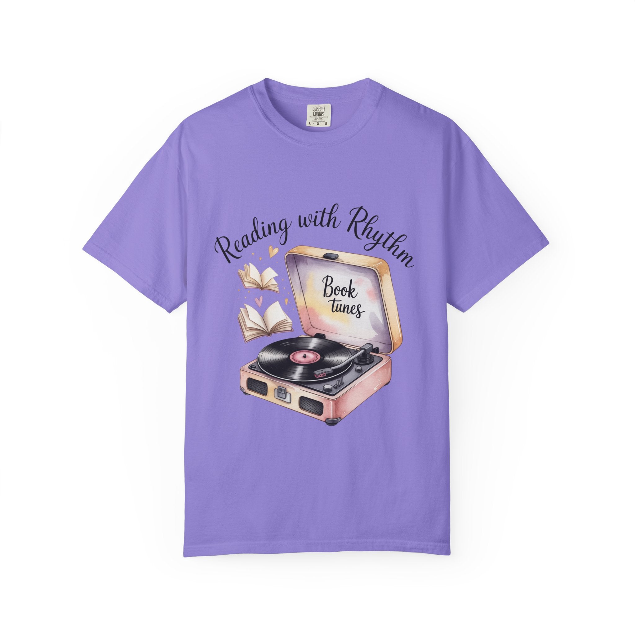 Reading with Rhythm T‑Shirt — Book Tunes Record Player Tee