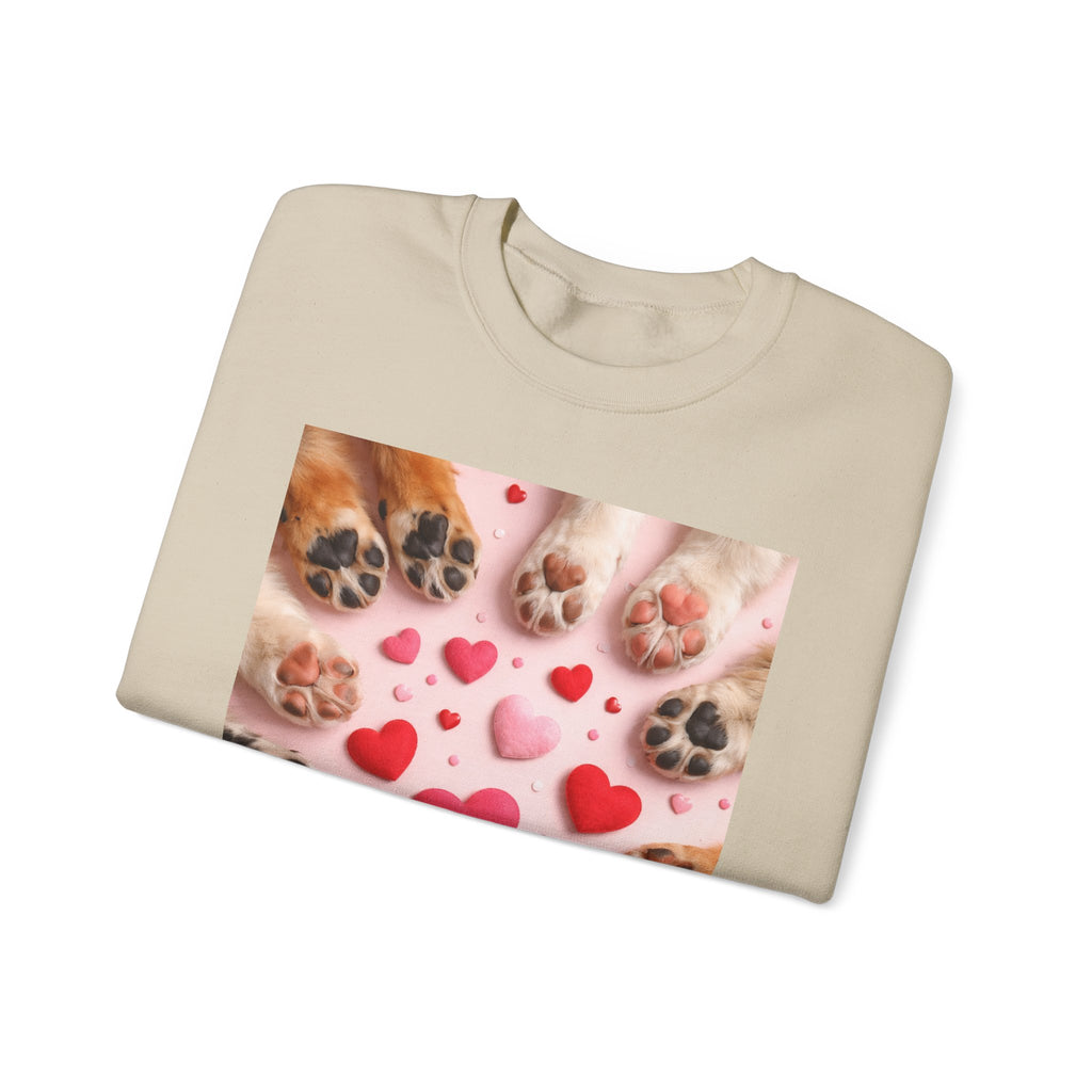 Pet Paw Hearts Sweatshirt – Cute Dog & Cat Paw Print Valentine Crewneck
