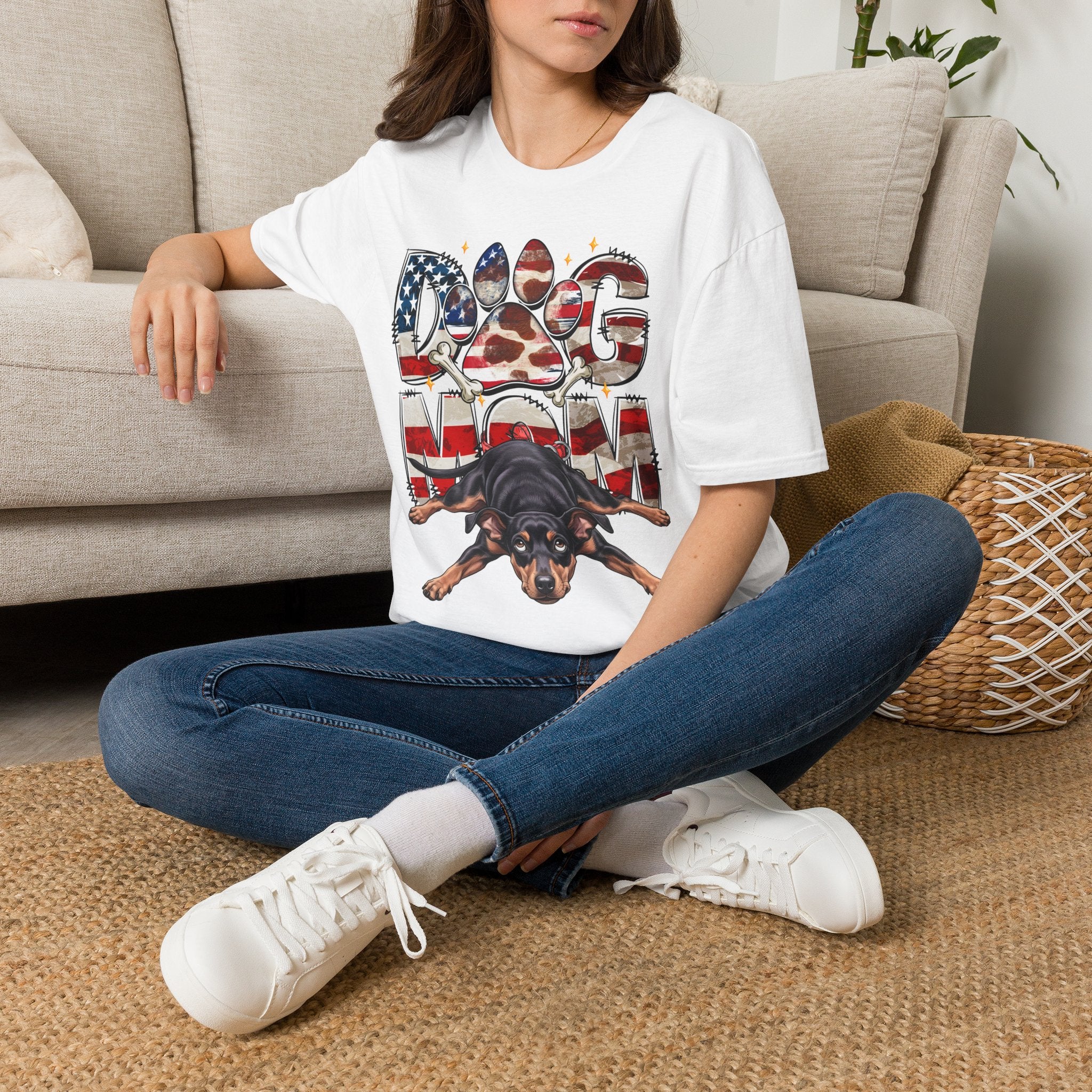 Dog Mom American Flag Paw T-Shirt — Patriotic Pet Lover Tee