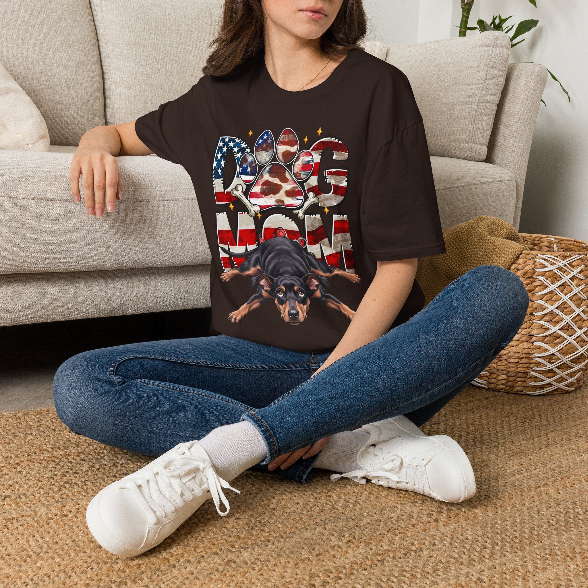 Dog Mom American Flag Paw T-Shirt — Patriotic Pet Lover Tee