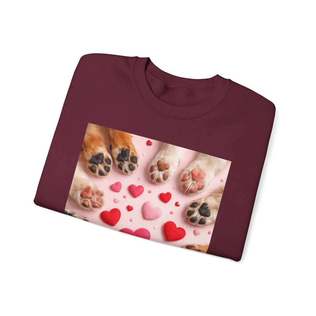Pet Paw Hearts Sweatshirt – Cute Dog & Cat Paw Print Valentine Crewneck