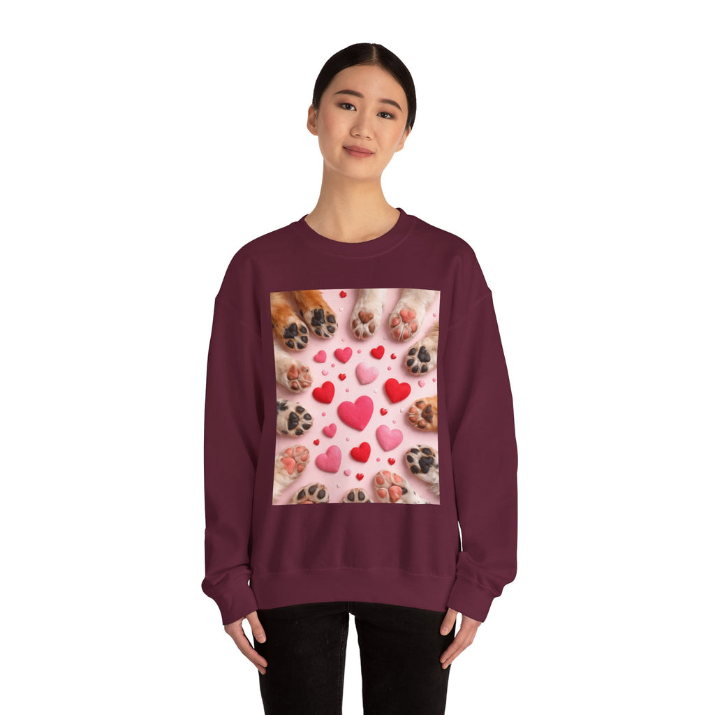 Pet Paw Hearts Sweatshirt – Cute Dog & Cat Paw Print Valentine Crewneck