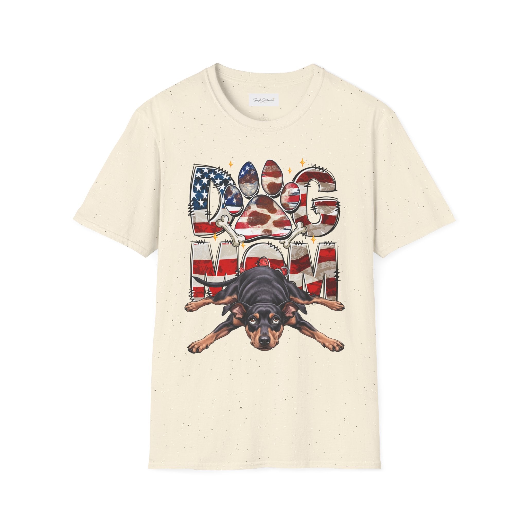 Dog Mom American Flag Paw T-Shirt — Patriotic Pet Lover Tee