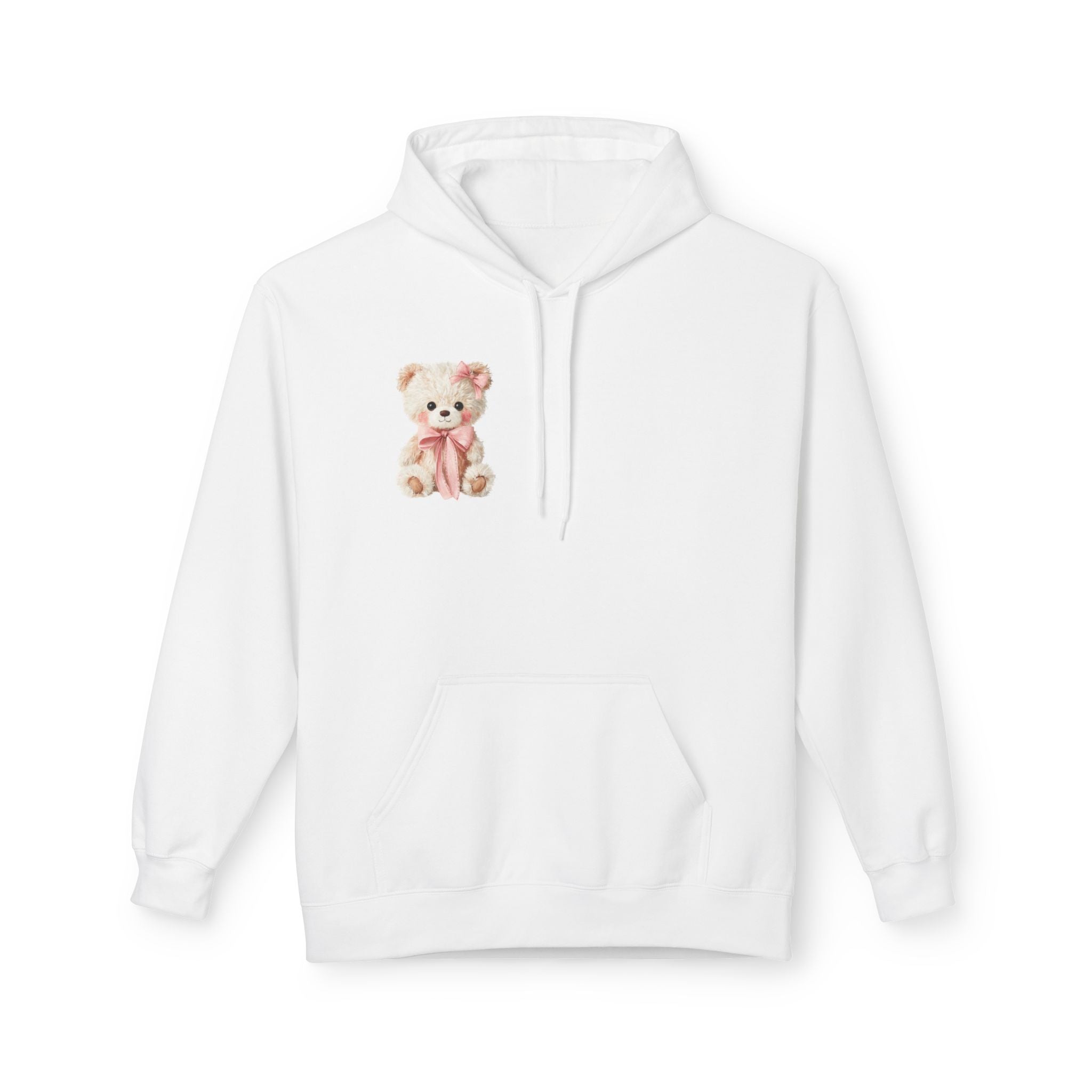 Patchwork Ribbon Teddy Hoodie — Cute Pastel Bow & Bear Pullover