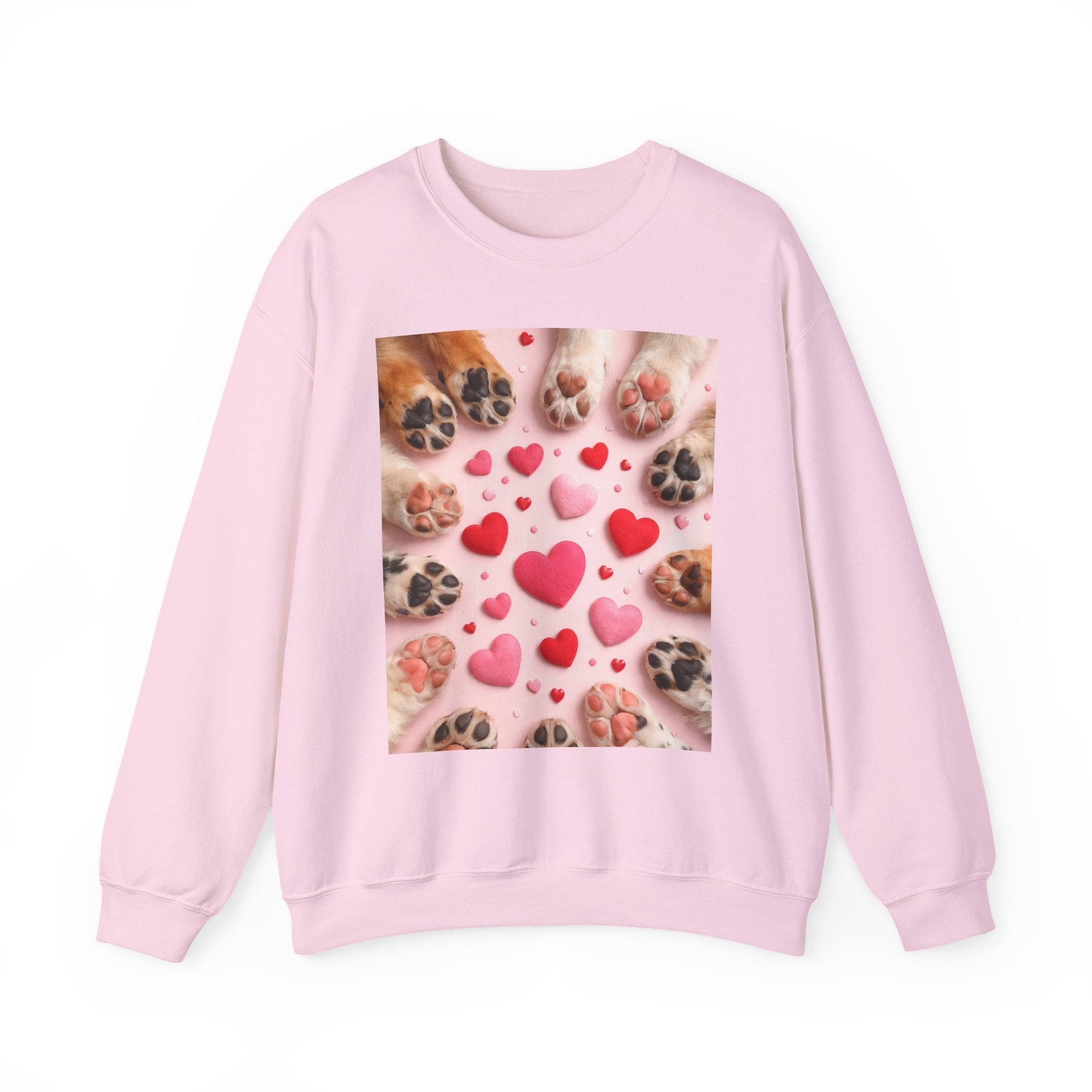 Pet Paw Hearts Sweatshirt – Cute Dog & Cat Paw Print Valentine Crewneck