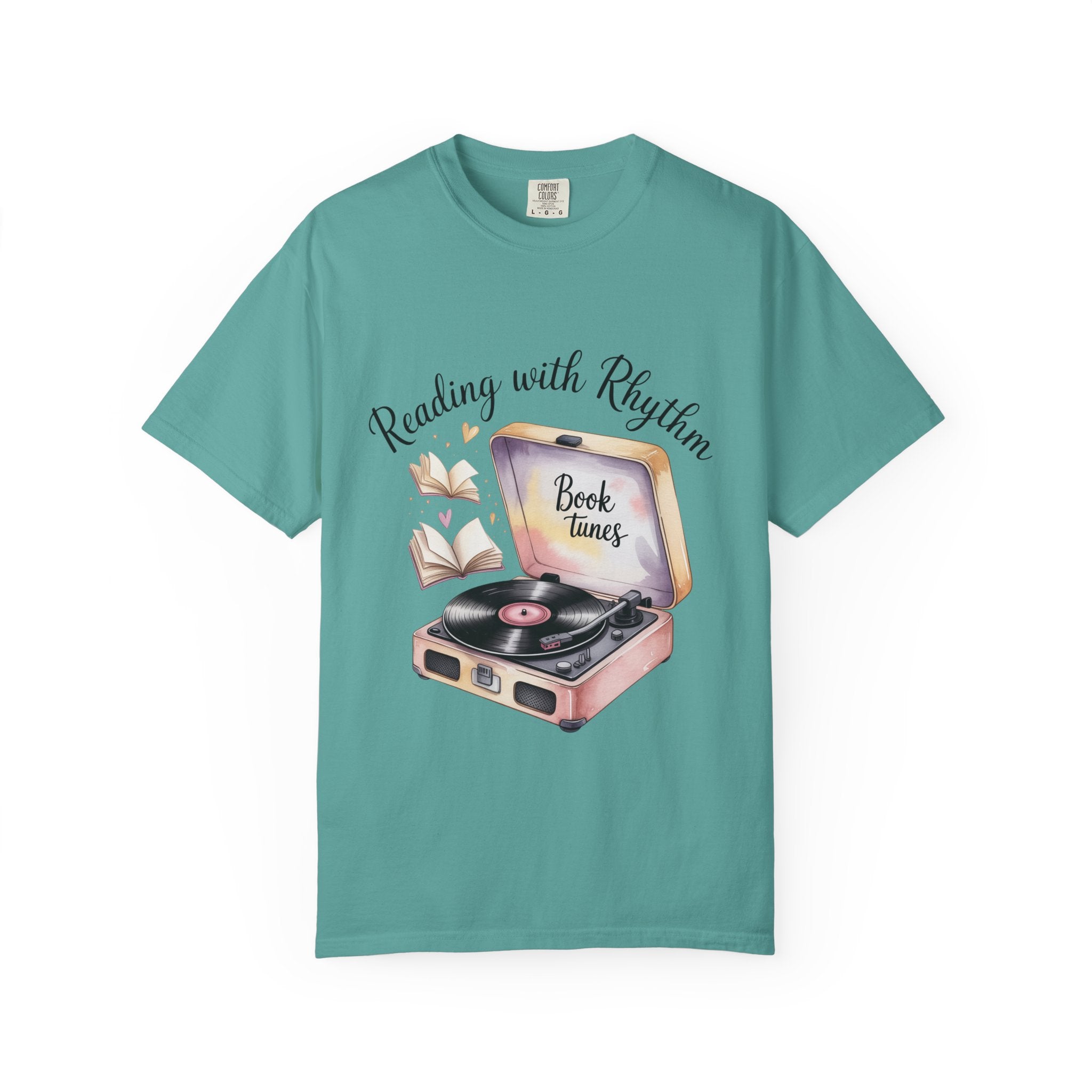 Reading with Rhythm T‑Shirt — Book Tunes Record Player Tee