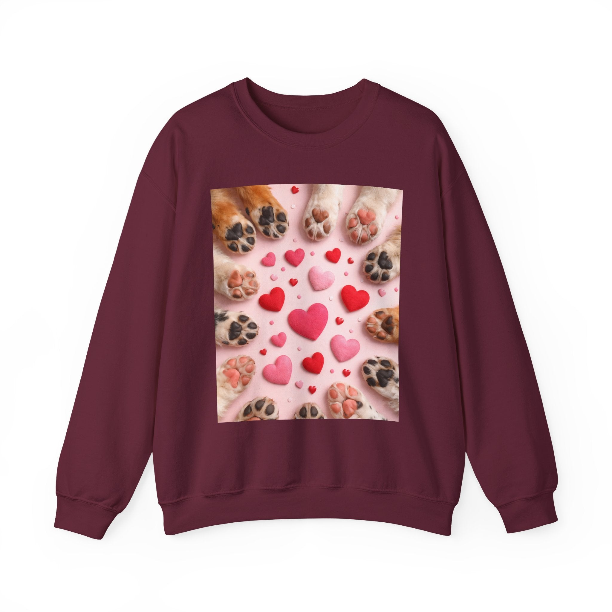 Pet Paw Hearts Sweatshirt – Cute Dog & Cat Paw Print Valentine Crewneck
