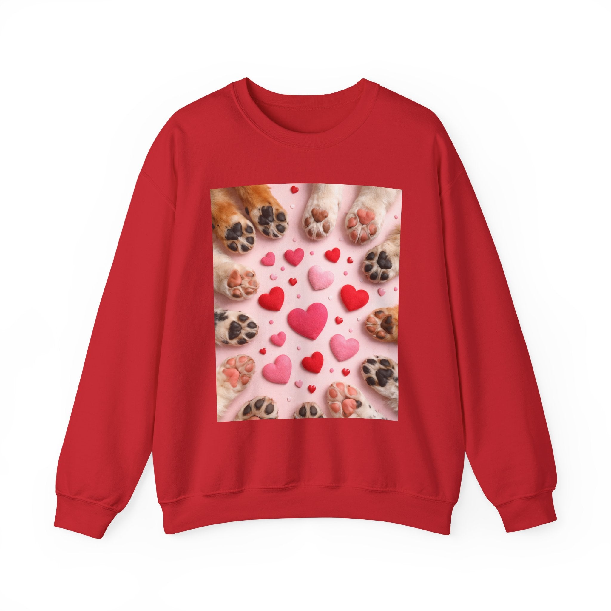 Pet Paw Hearts Sweatshirt – Cute Dog & Cat Paw Print Valentine Crewneck
